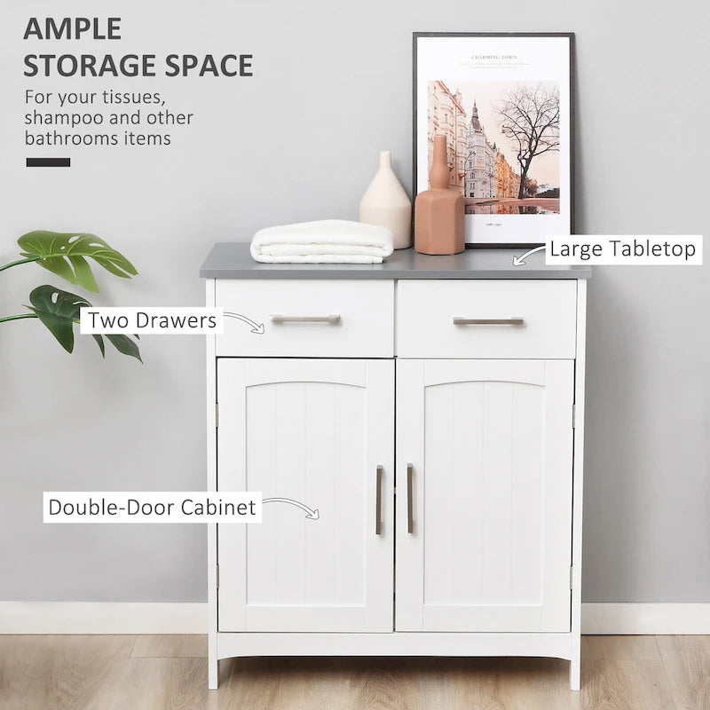 Freestanding Bathroom Storage Cabinet with Drawers and Doors