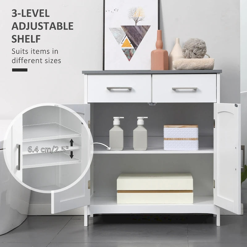 Freestanding Bathroom Storage Cabinet with Drawers and Doors