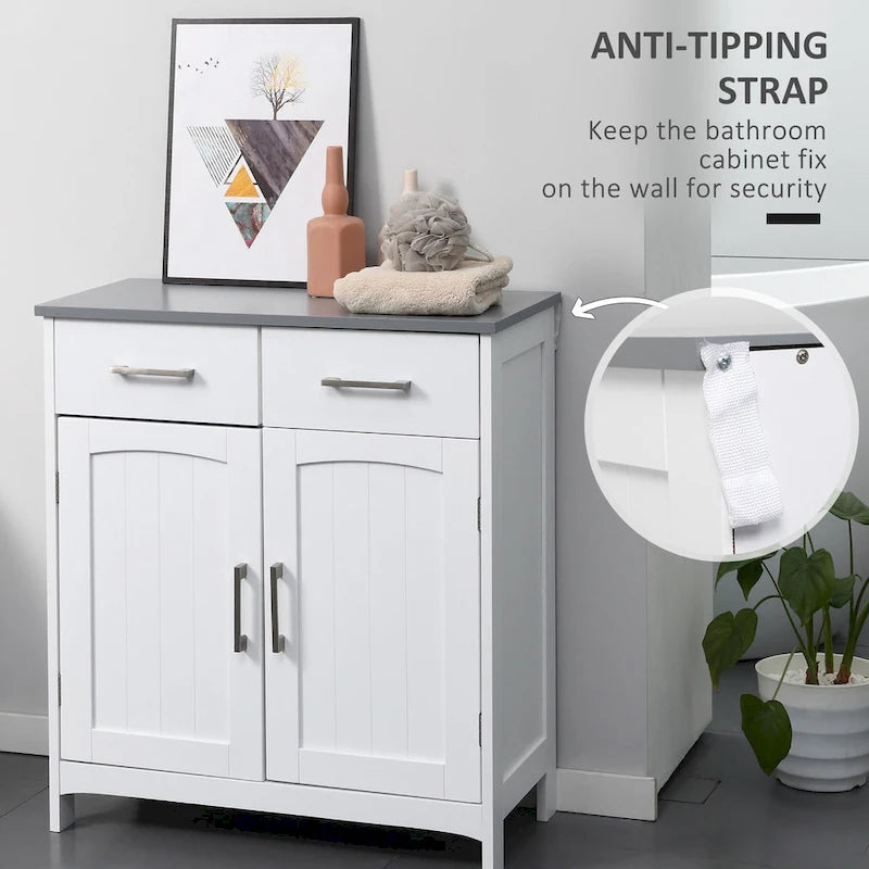 Freestanding Bathroom Storage Cabinet with Drawers and Doors