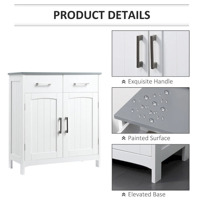 Freestanding Bathroom Storage Cabinet with Drawers and Doors