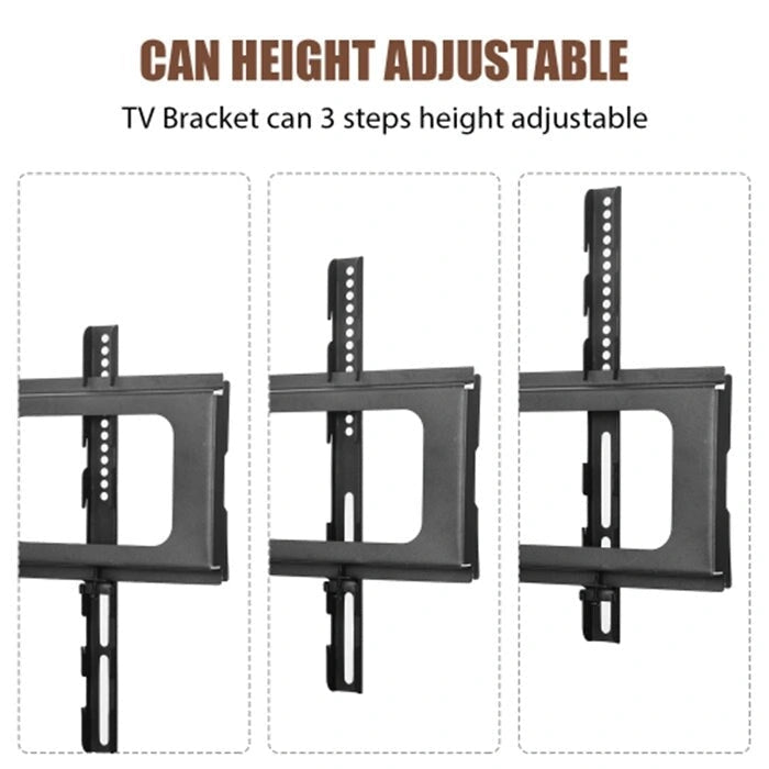 Black Tempered Glass TV Stand with Swivel Mount and Three Shelves
