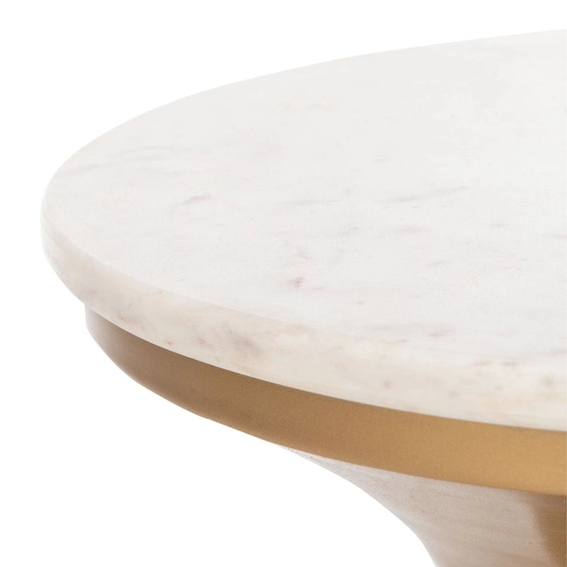Marble Top Pedestal End Table with Metal Base