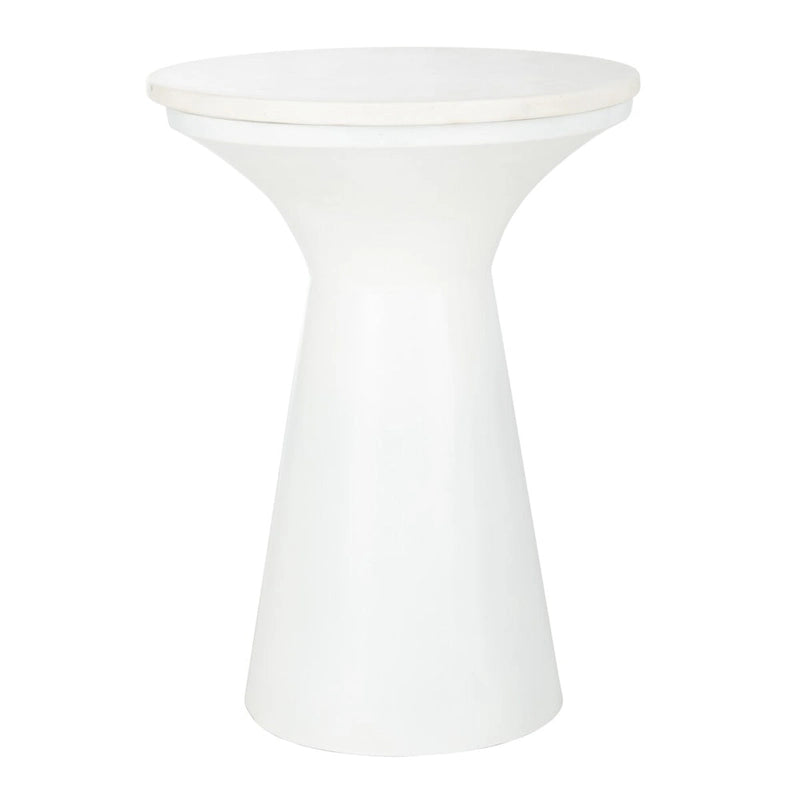 Marble Top Pedestal End Table with Metal Base