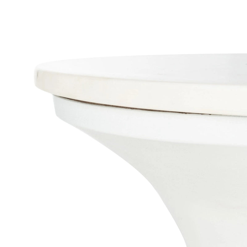 Marble Top Pedestal End Table with Metal Base