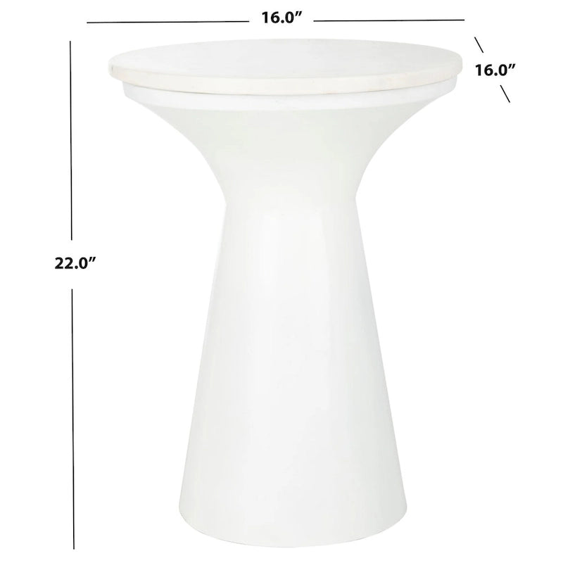 Marble Top Pedestal End Table with Metal Base