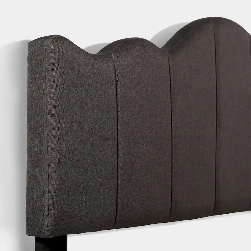 Upholstered Platform Bed Frame with Adjustable Headboard and Wood Slats