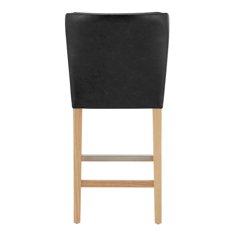 Caramel Faux Leather Wingback Counter Stool with Beech Wood Legs