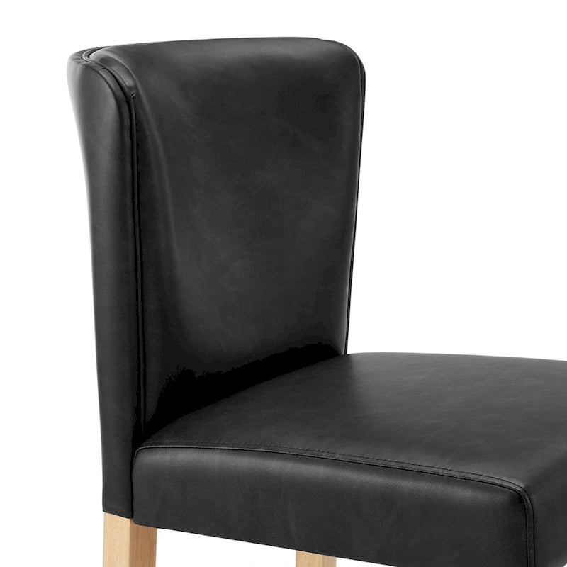 Caramel Faux Leather Wingback Counter Stool with Beech Wood Legs