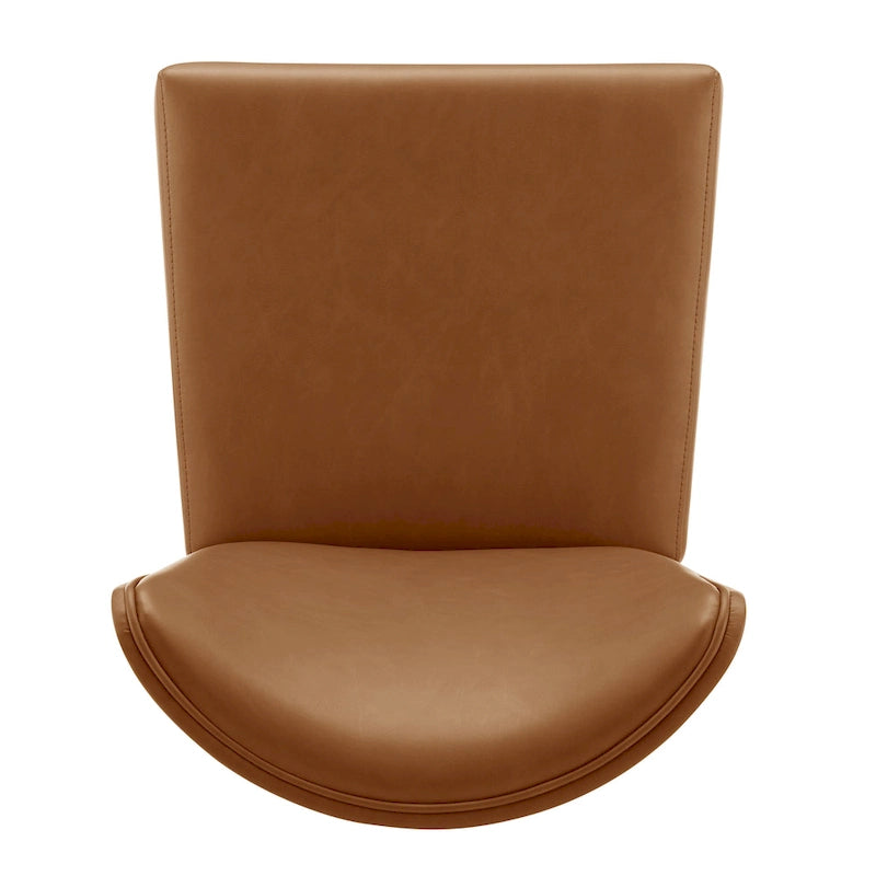 Caramel Faux Leather Wingback Counter Stool with Beech Wood Legs