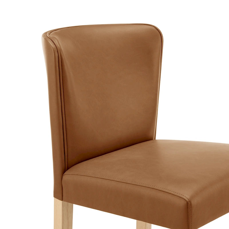 Caramel Faux Leather Wingback Counter Stool with Beech Wood Legs