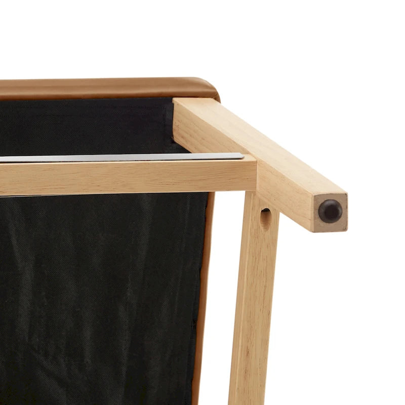 Caramel Faux Leather Wingback Counter Stool with Beech Wood Legs