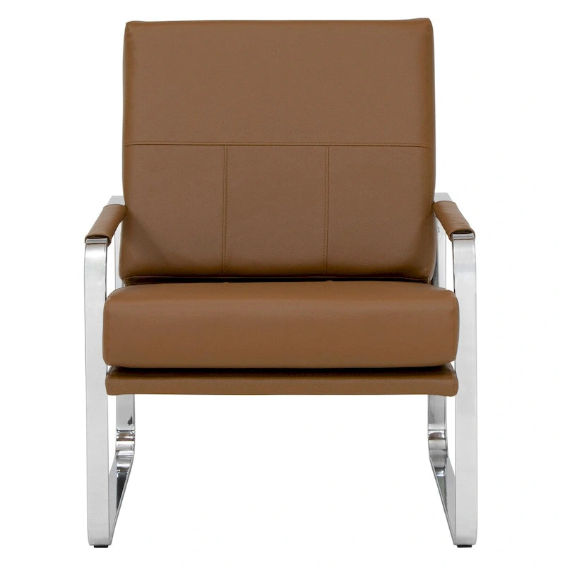 Upholstered Accent Armchair with Sloped Seat and Chrome Curved Legs