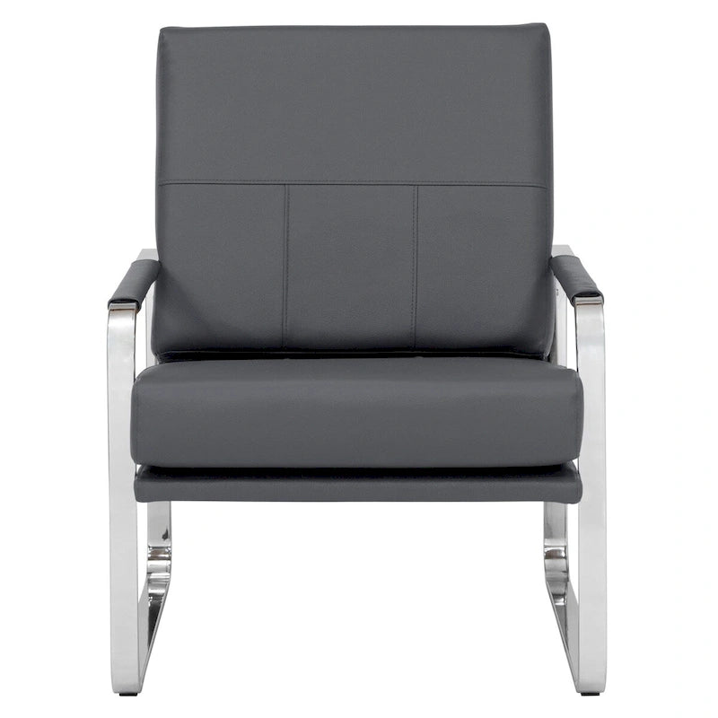 Upholstered Accent Armchair with Sloped Seat and Chrome Curved Legs