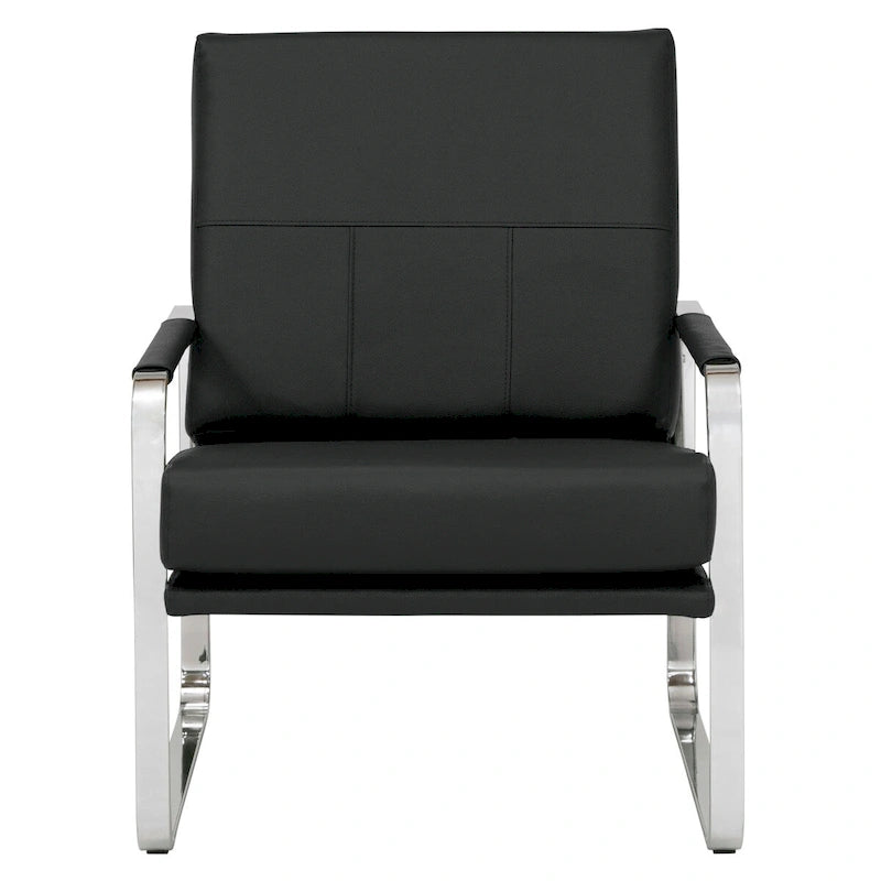 Upholstered Accent Armchair with Sloped Seat and Chrome Curved Legs