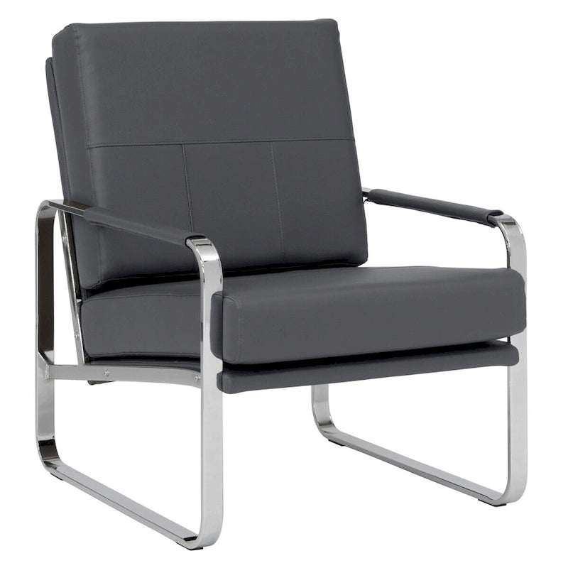 Upholstered Accent Armchair with Sloped Seat and Chrome Curved Legs