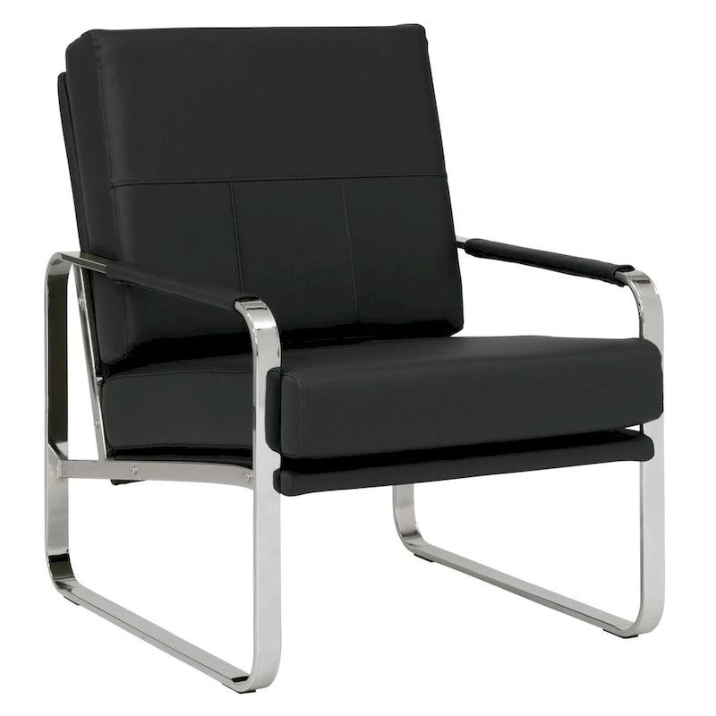 Upholstered Accent Armchair with Sloped Seat and Chrome Curved Legs
