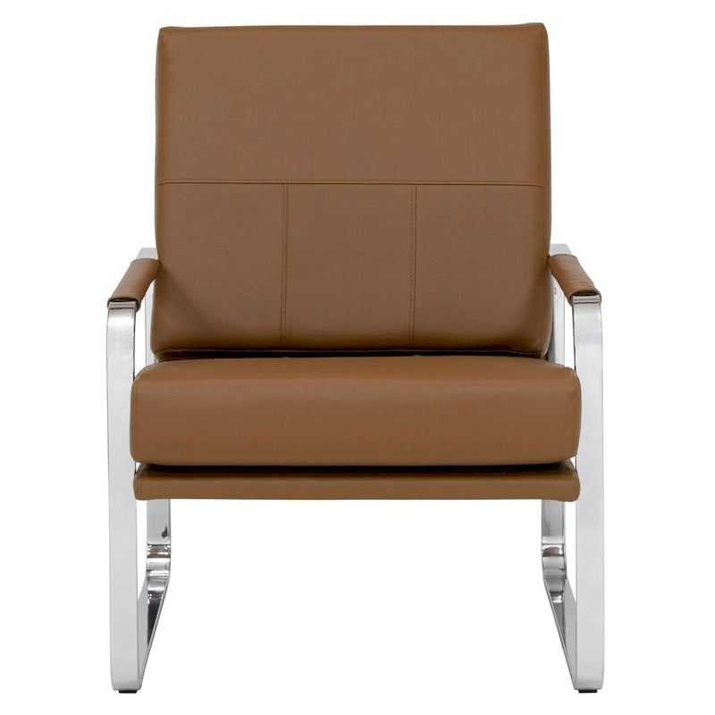Upholstered Accent Armchair with Sloped Seat and Chrome Curved Legs