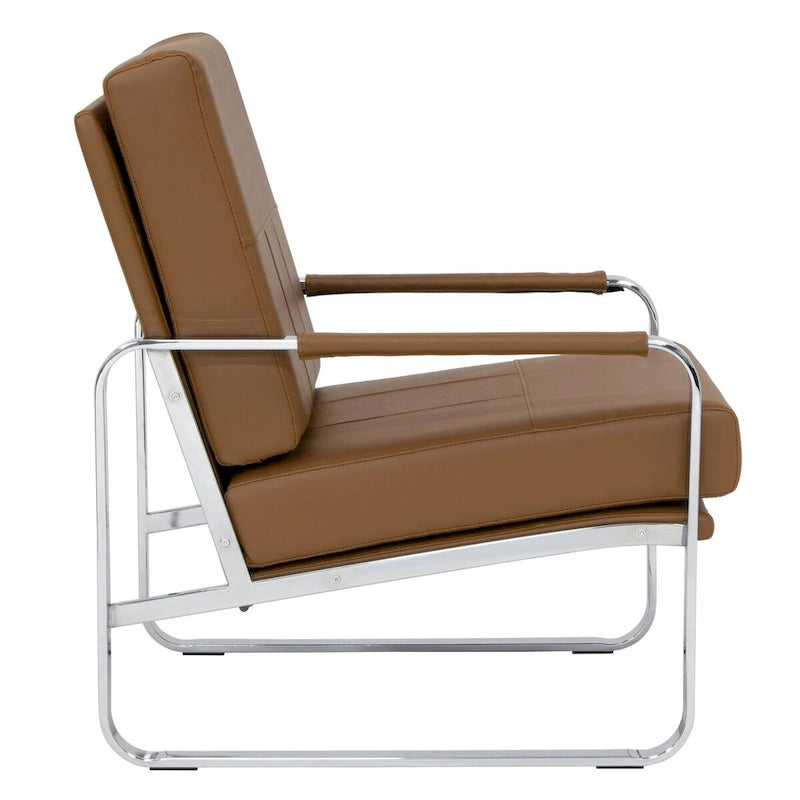 Upholstered Accent Armchair with Sloped Seat and Chrome Curved Legs