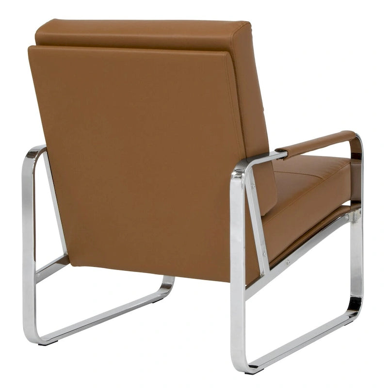 Upholstered Accent Armchair with Sloped Seat and Chrome Curved Legs