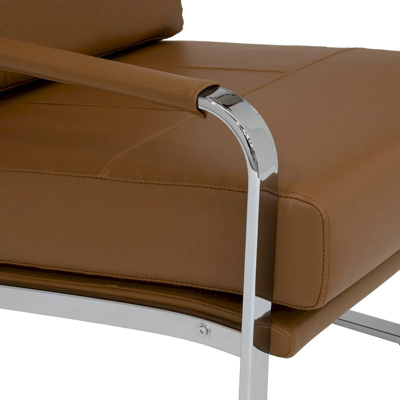 Upholstered Accent Armchair with Sloped Seat and Chrome Curved Legs