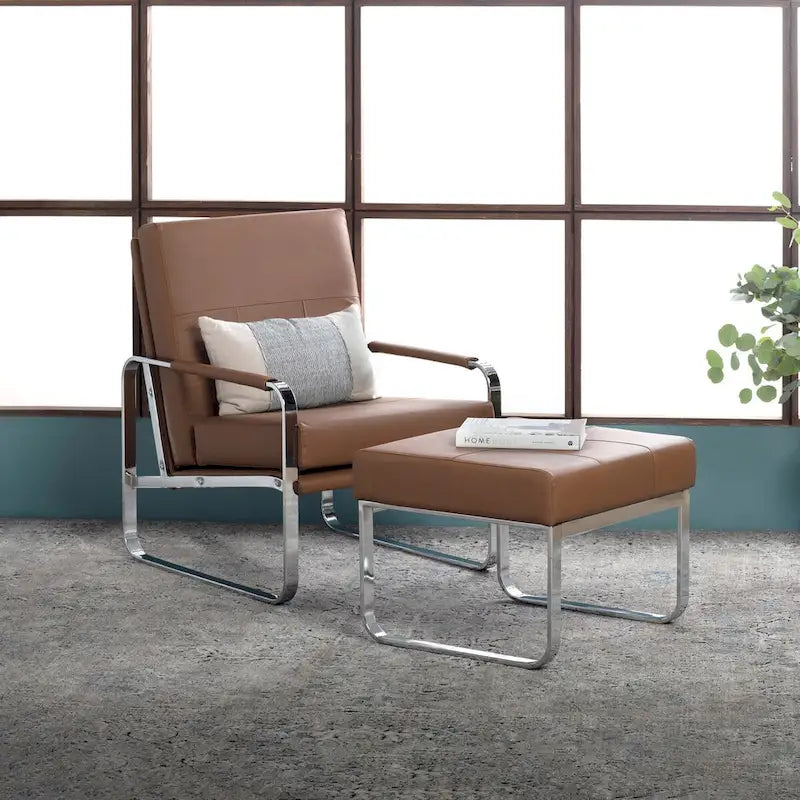 Upholstered Accent Armchair with Sloped Seat and Chrome Curved Legs