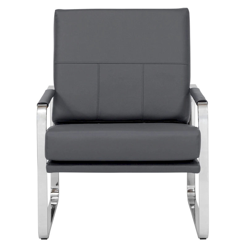 Upholstered Accent Armchair with Sloped Seat and Chrome Curved Legs