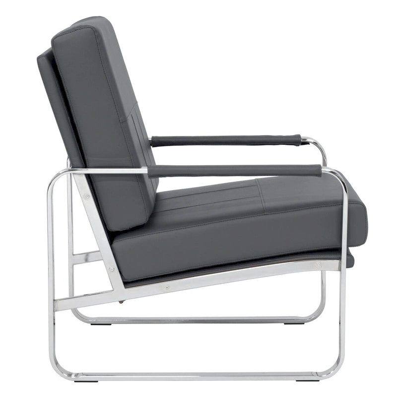 Upholstered Accent Armchair with Sloped Seat and Chrome Curved Legs