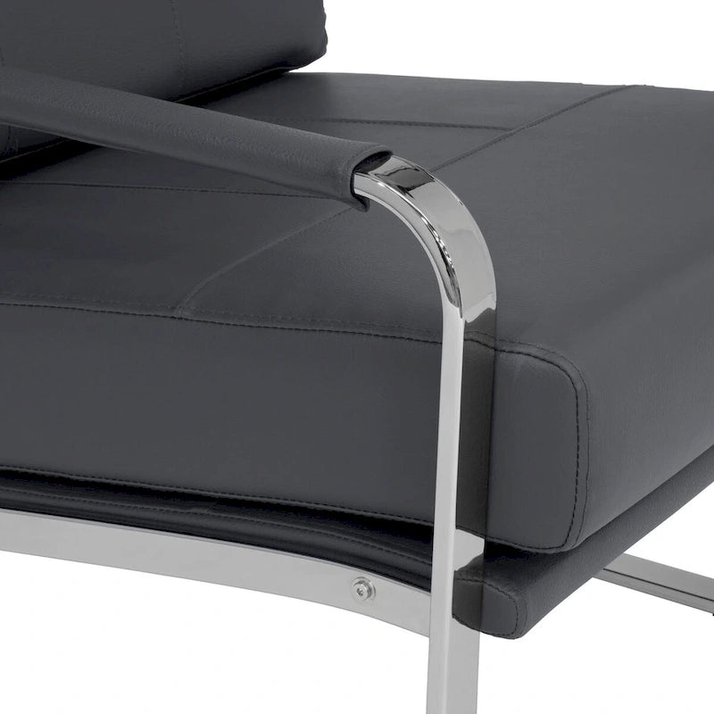 Upholstered Accent Armchair with Sloped Seat and Chrome Curved Legs