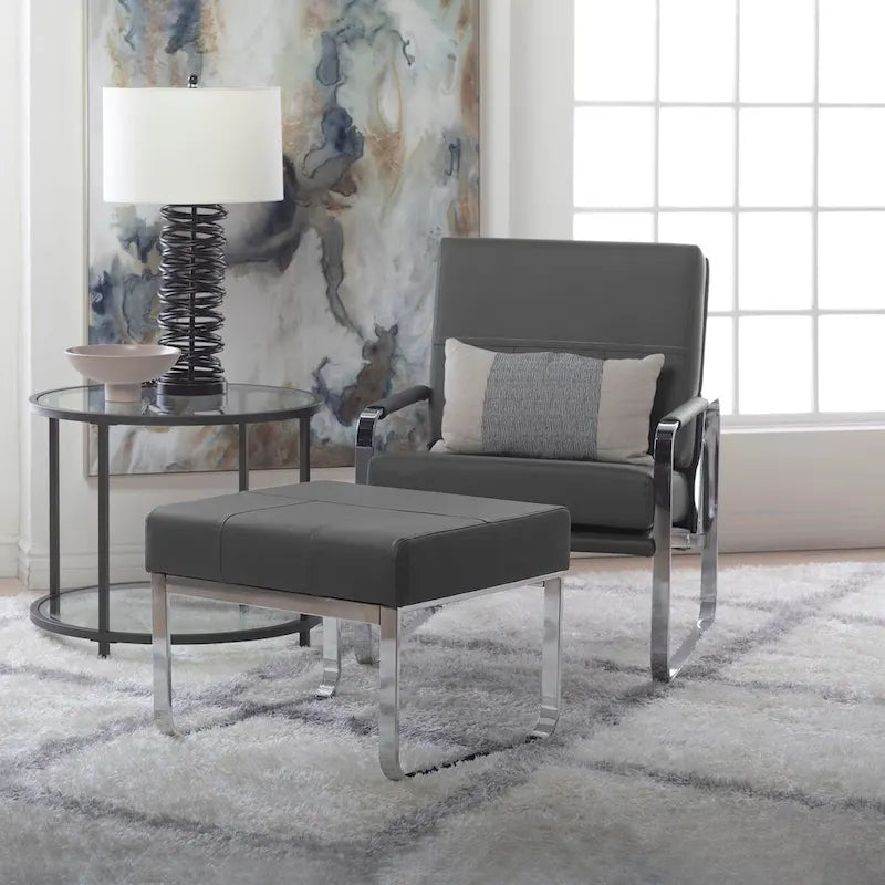 Upholstered Accent Armchair with Sloped Seat and Chrome Curved Legs