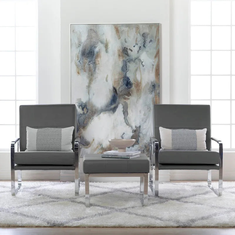 Upholstered Accent Armchair with Sloped Seat and Chrome Curved Legs