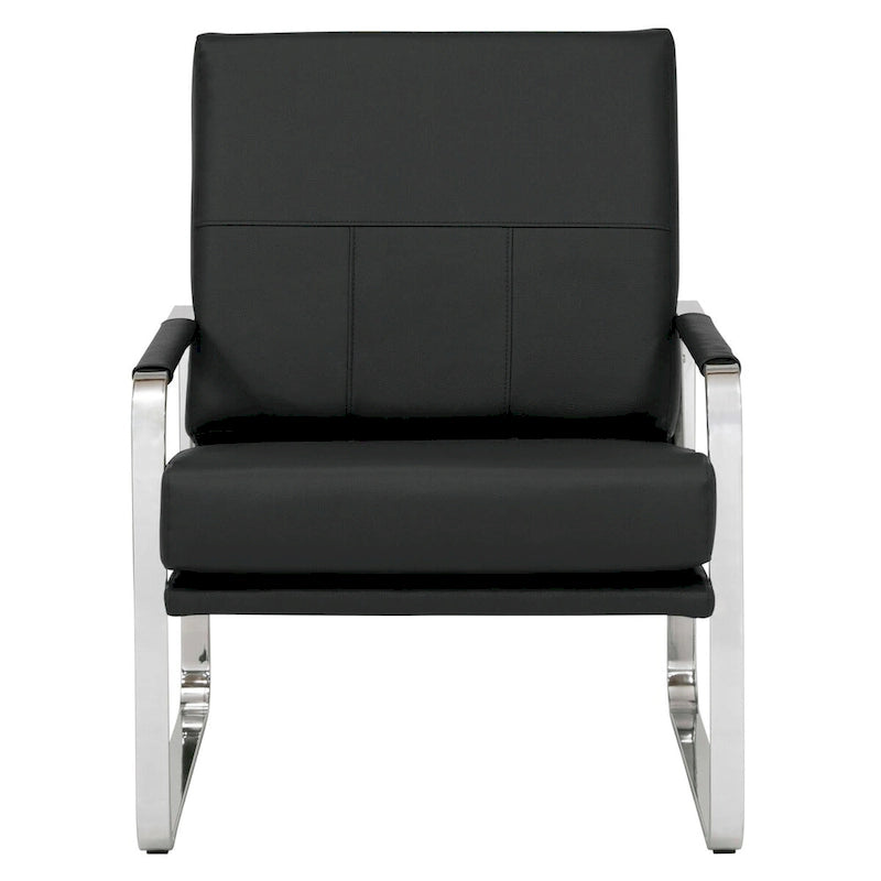 Upholstered Accent Armchair with Sloped Seat and Chrome Curved Legs