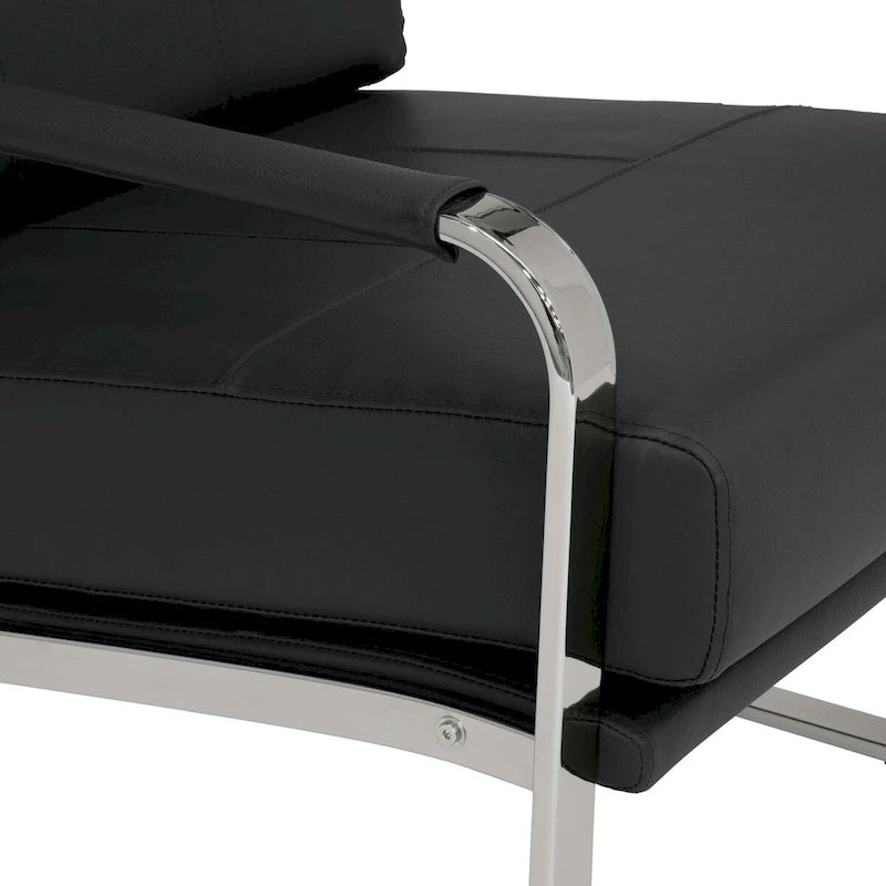 Upholstered Accent Armchair with Sloped Seat and Chrome Curved Legs