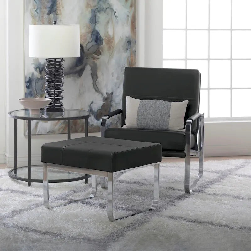 Upholstered Accent Armchair with Sloped Seat and Chrome Curved Legs