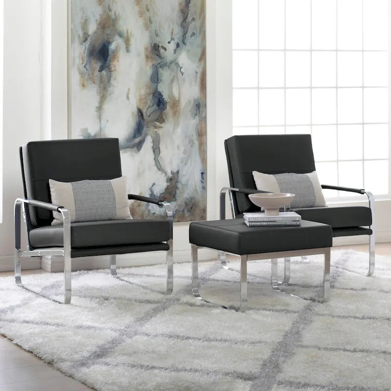 Upholstered Accent Armchair with Sloped Seat and Chrome Curved Legs