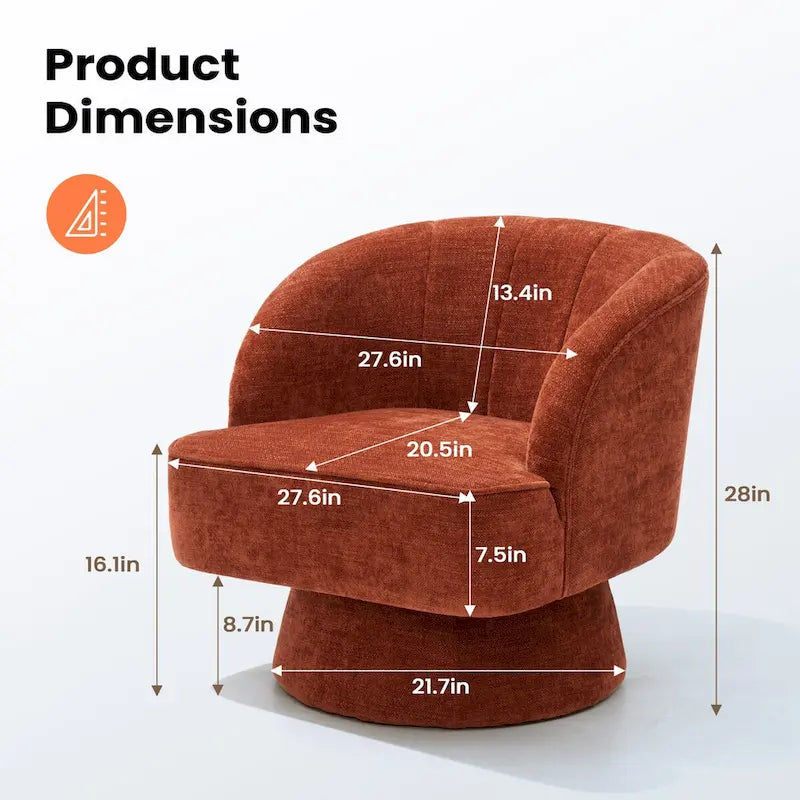 Swivel Accent Chair with Linen Upholstery and Wooden Pedestal Base