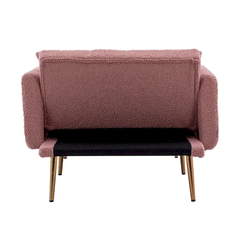 Teddy Fabric Chaise Lounge with Adjustable Back and Gold-Tone Legs
