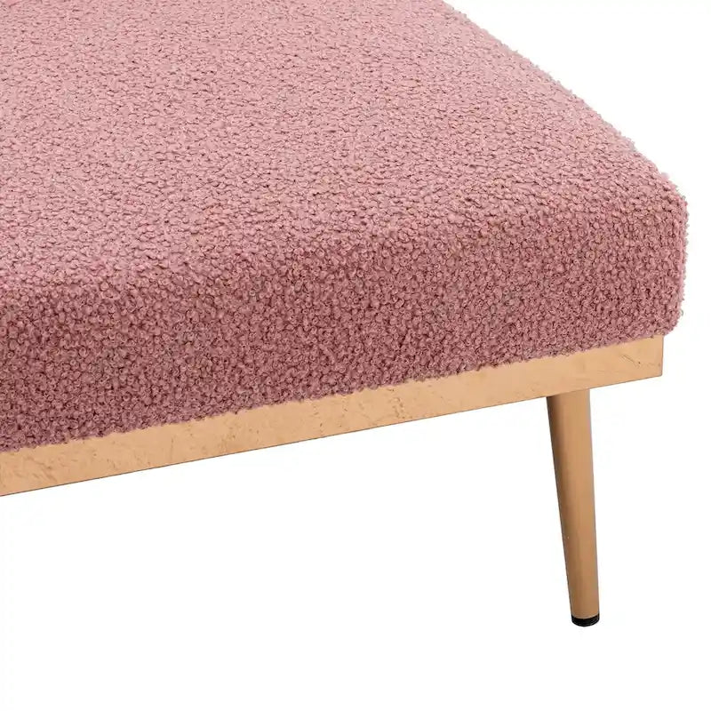 Teddy Fabric Chaise Lounge with Adjustable Back and Gold-Tone Legs