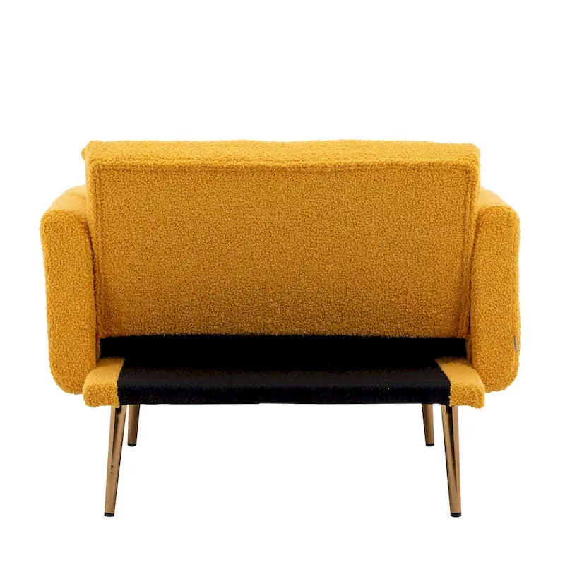 Teddy Fabric Chaise Lounge with Adjustable Back and Gold-Tone Legs