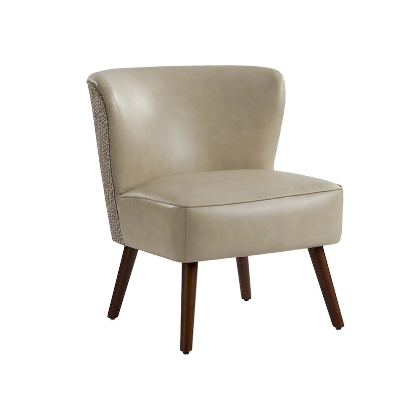 Mid-Century Wingback Accent Chair with Upholstery and Solid Wood Legs