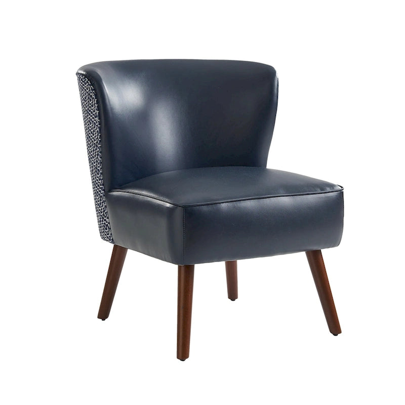 Mid-Century Wingback Accent Chair with Upholstery and Solid Wood Legs