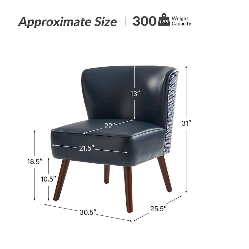 Mid-Century Wingback Accent Chair with Upholstery and Solid Wood Legs