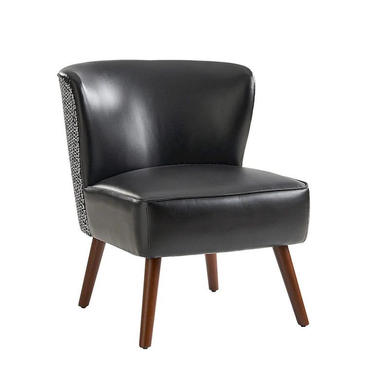 Mid-Century Wingback Accent Chair with Upholstery and Solid Wood Legs