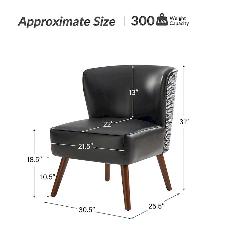 Mid-Century Wingback Accent Chair with Upholstery and Solid Wood Legs