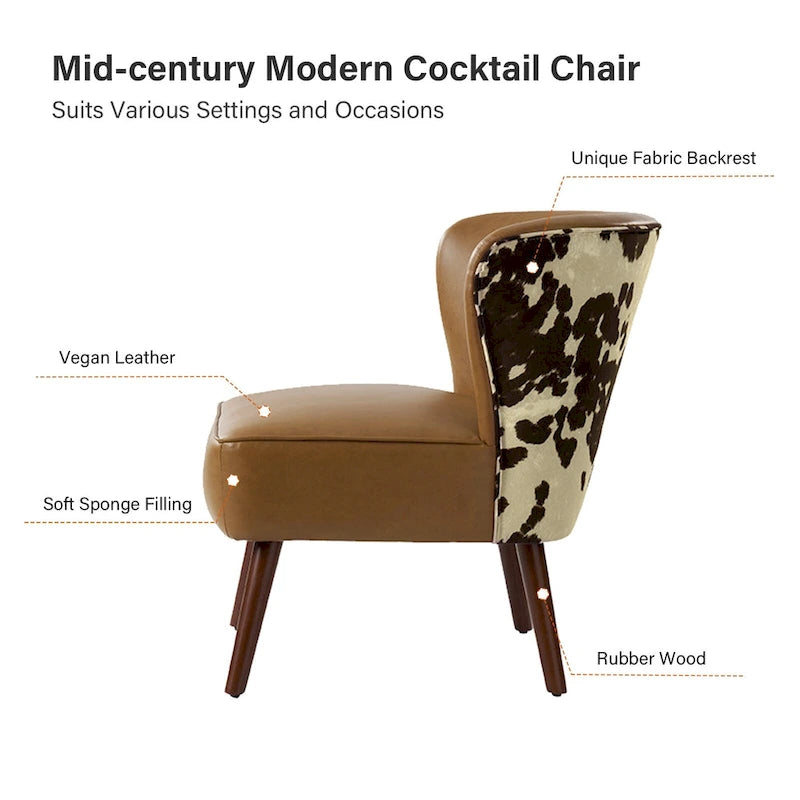 Mid-Century Wingback Accent Chair with Upholstery and Solid Wood Legs