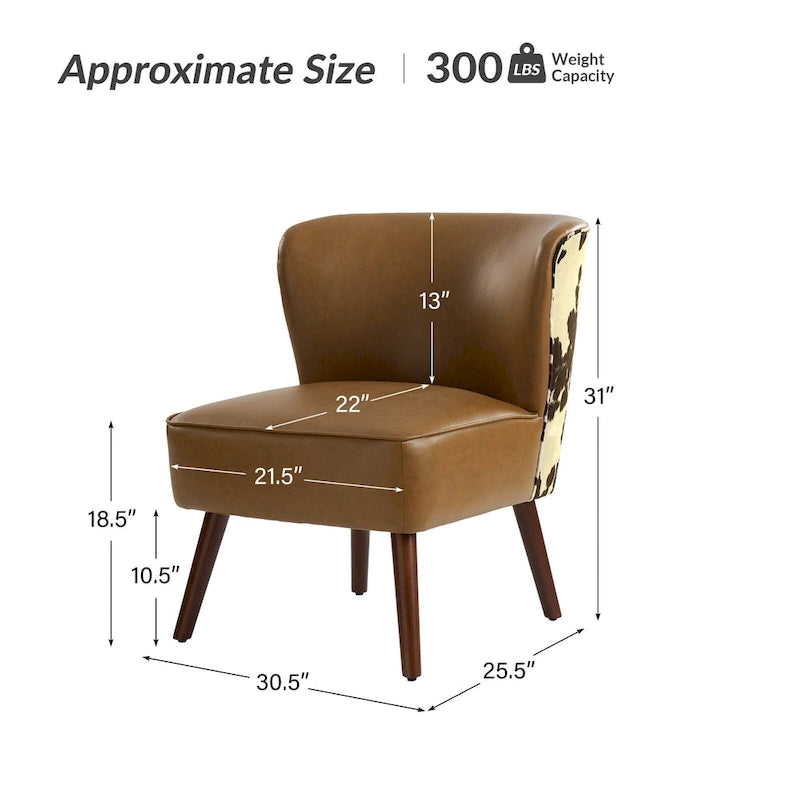 Mid-Century Wingback Accent Chair with Upholstery and Solid Wood Legs