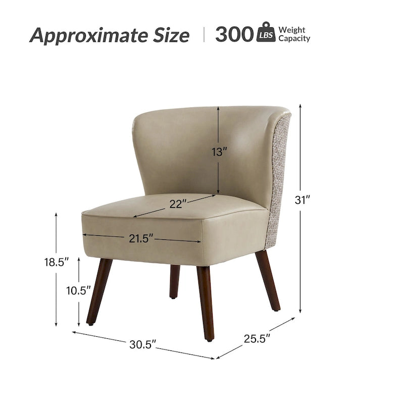 Mid-Century Wingback Accent Chair with Upholstery and Solid Wood Legs