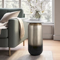 Modern Marble-Top Side Table with Gold-Tone Iron Accents