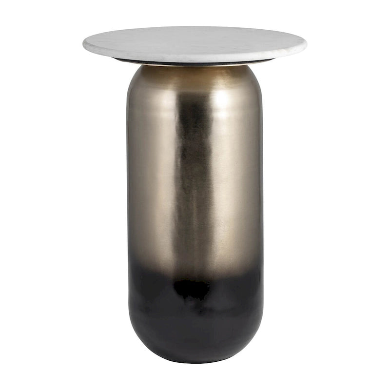 Modern Marble-Top Side Table with Gold-Tone Iron Accents