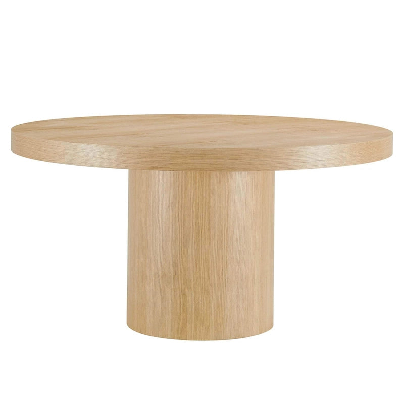 Round Wood Grain Dining Table with Seating for Six