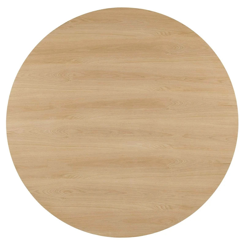 Round Wood Grain Dining Table with Seating for Six